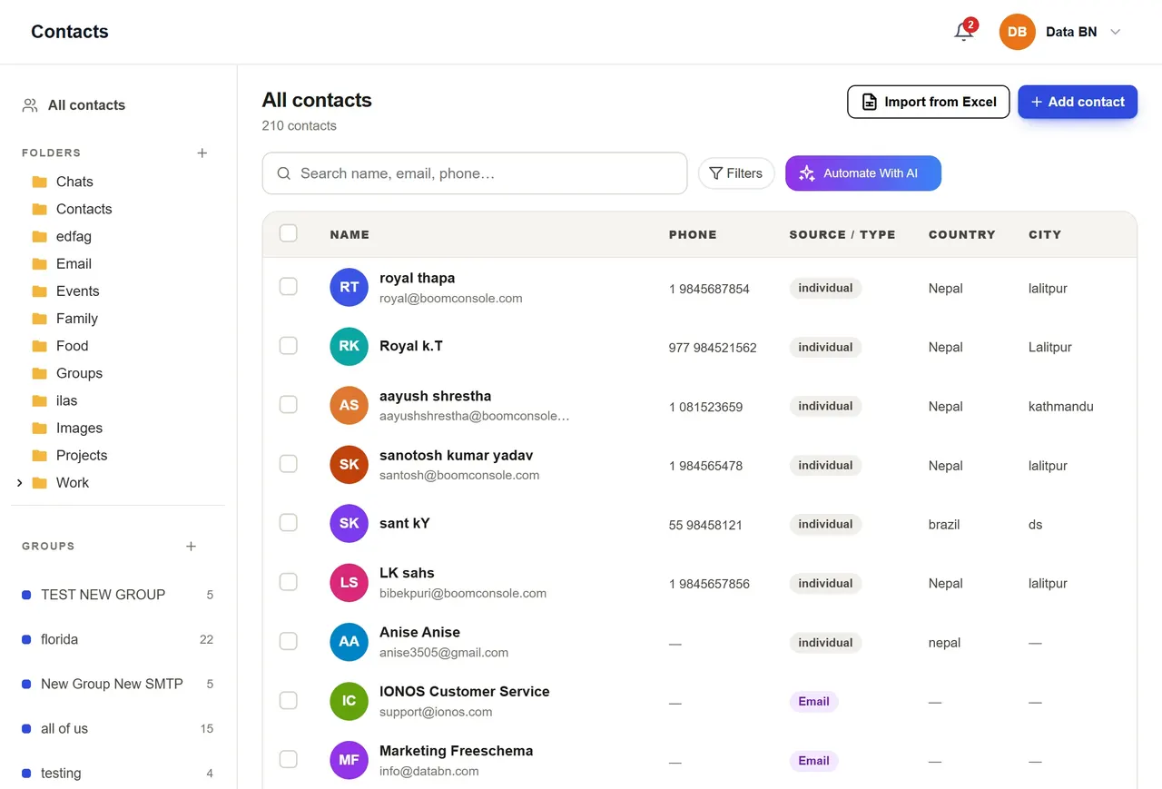 Contacts management preview