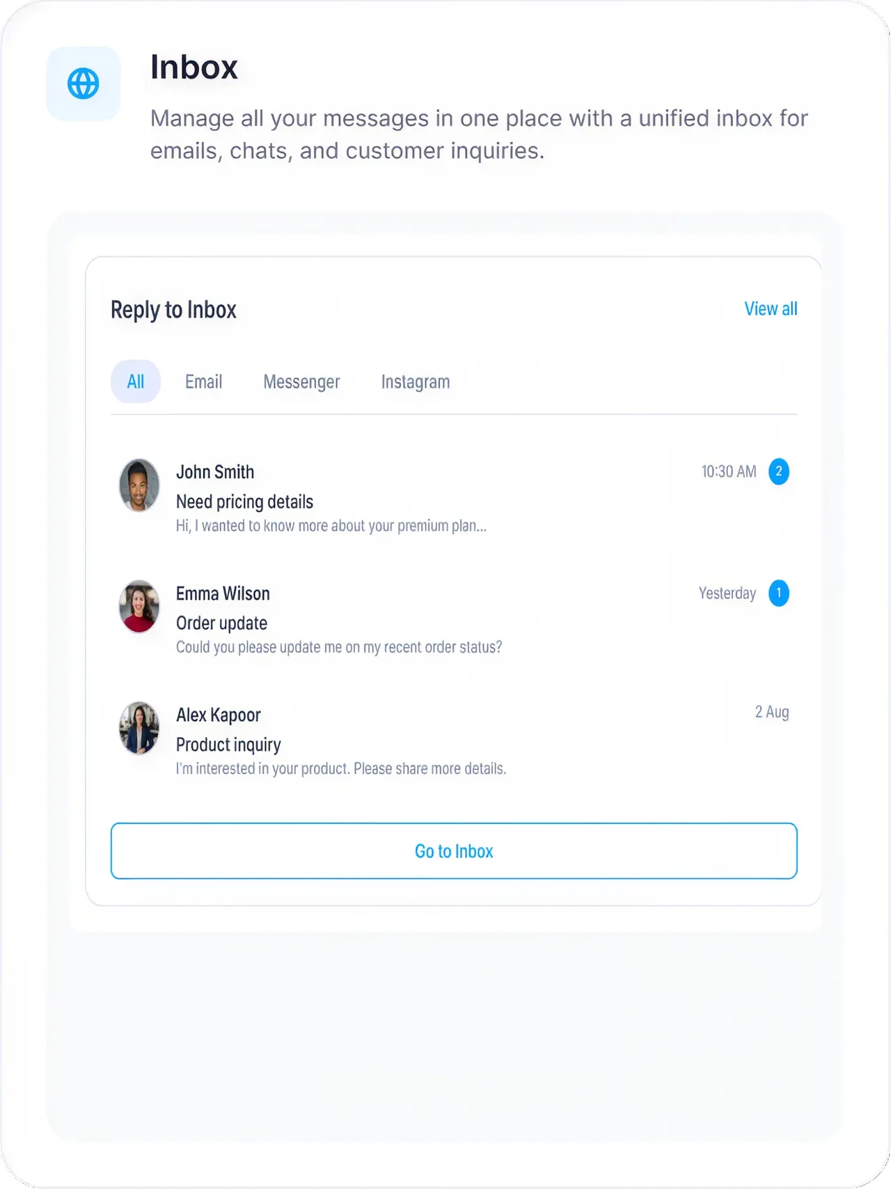 Inbox reply preview
